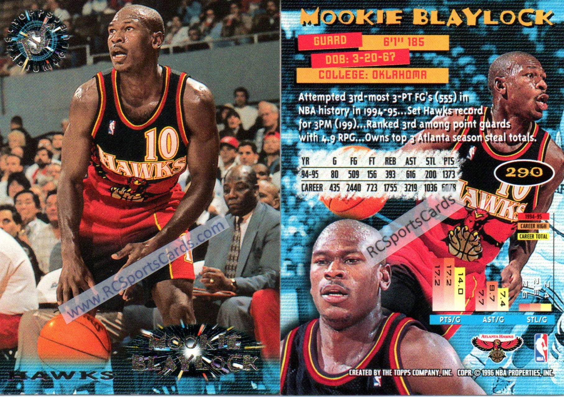 1996-97 Fleer Metal Atlanta Hawks Basketball Card #1 Mookie Blaylock