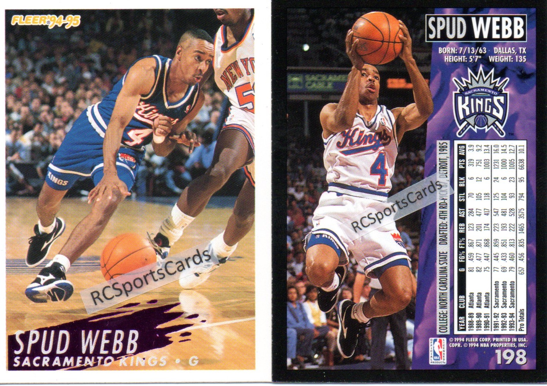  1994-95 SP #144 Spud Webb Sacramento Kings Official NBA  Basketball Trading Card in Raw (NM or Better) Condition : Collectibles &  Fine Art