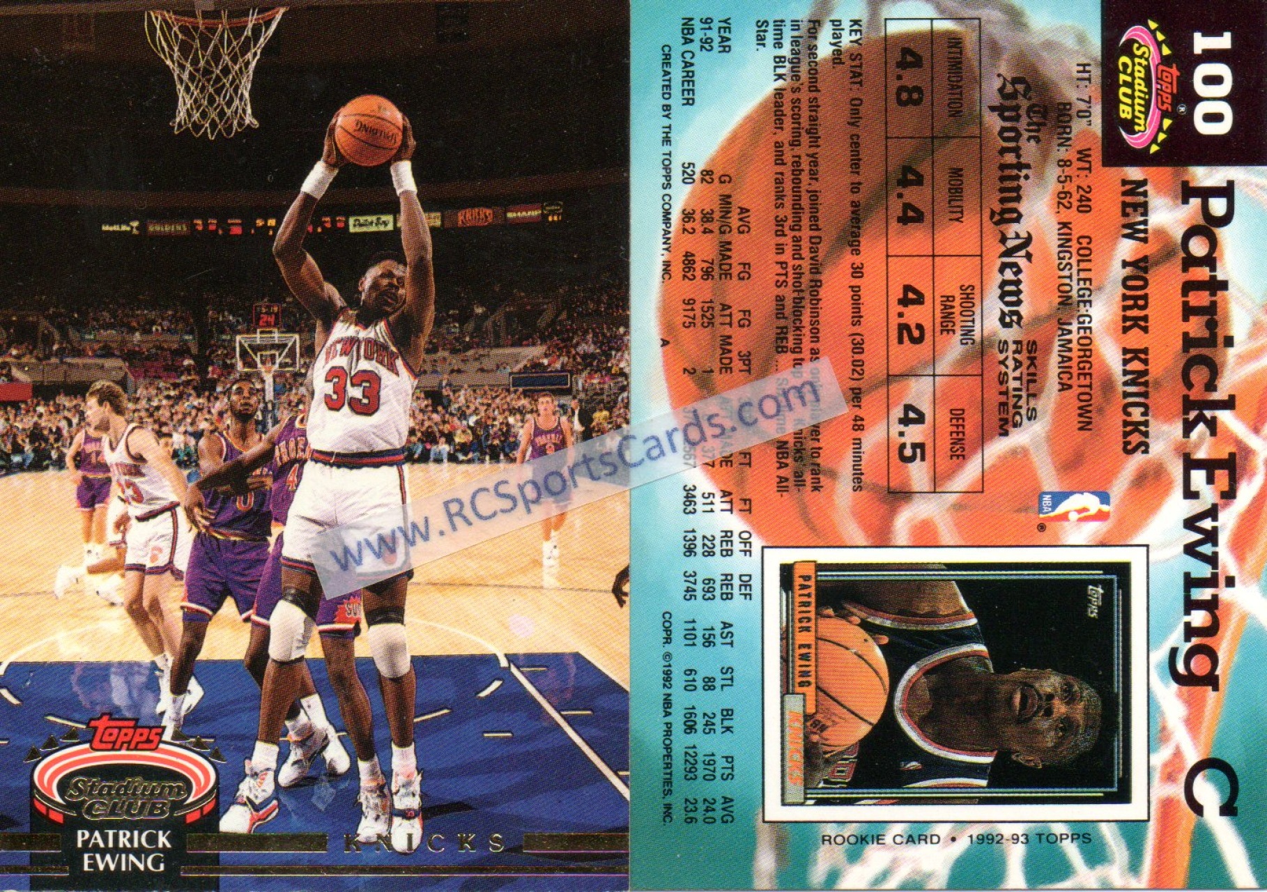 Patrick Ewing 1993 Topps Stadium Club Card
