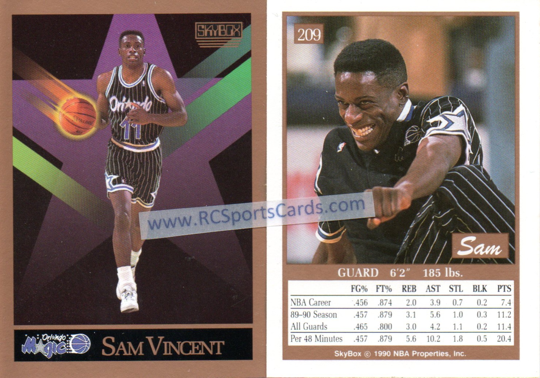 Graded 1990 Hoops Sam Vincent 223 Orlando Magic Shows 