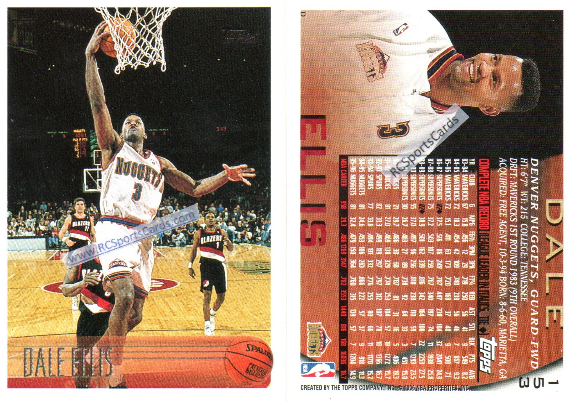 Upper Deck NBA Basketball 95-96 Stickers Laphonso Ellis 70 Denver