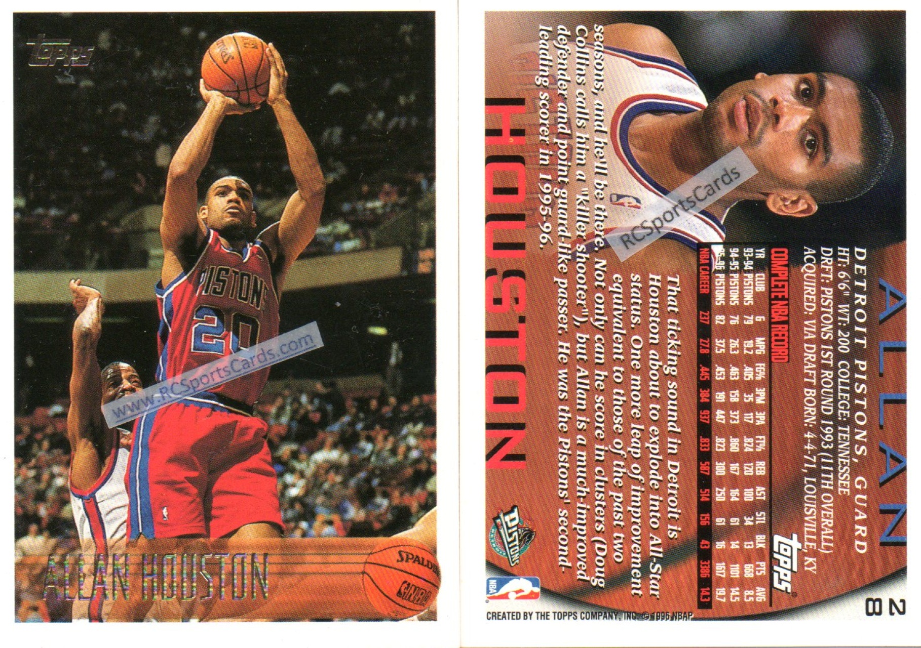 1996-97 Hoops Starting Five #8 Stacey Augmon/Joe Dumars/Grant Hill/Lindsey  Hunter/Otis Thorpe/Detroit Pistons - NM-MT - ChicagoCards.com