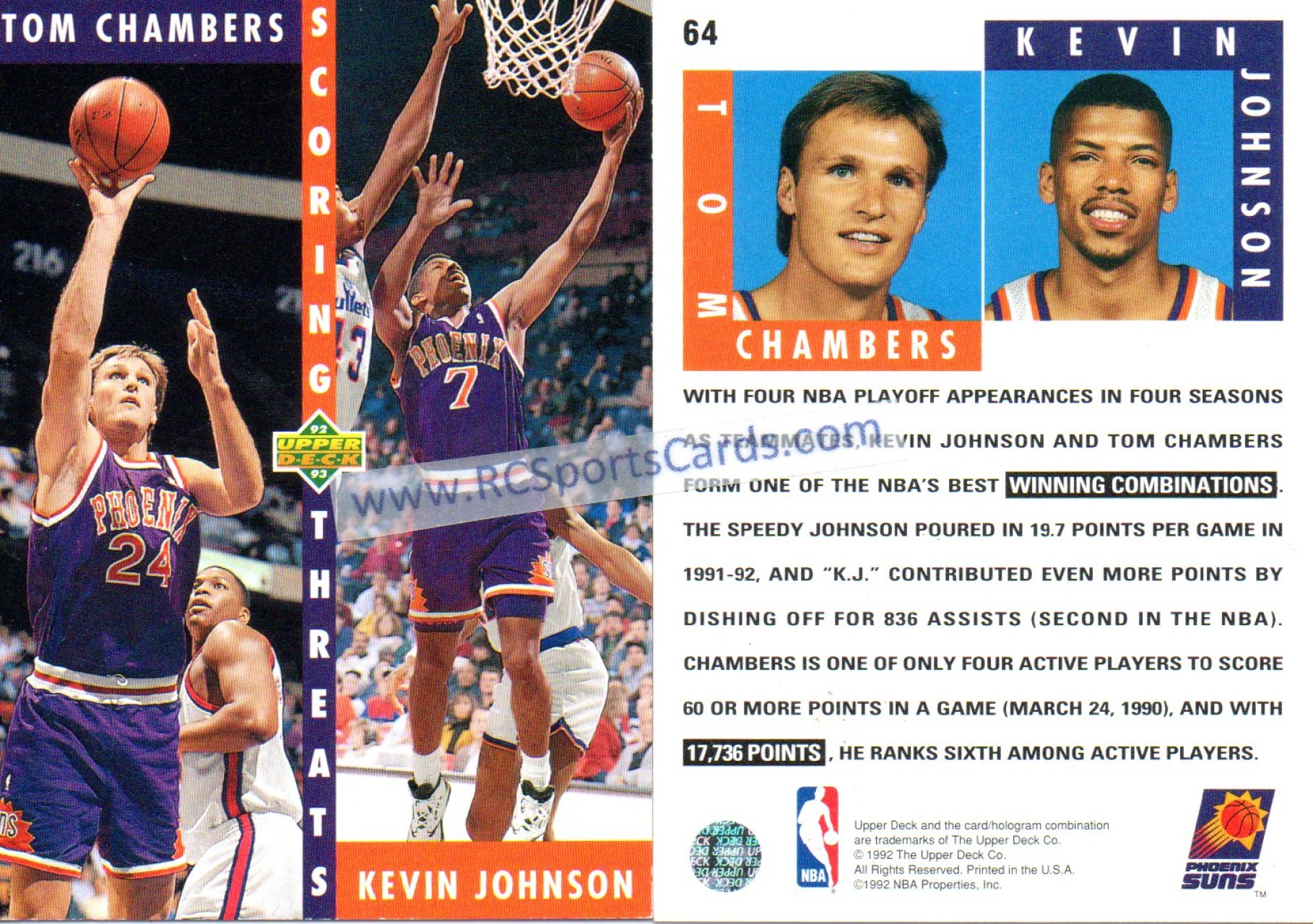  1992-93 Ultra Basketball #143 Tom Chambers Phoenix Suns  Official NBA Trading Card From The Fleer Corp : Collectibles & Fine Art