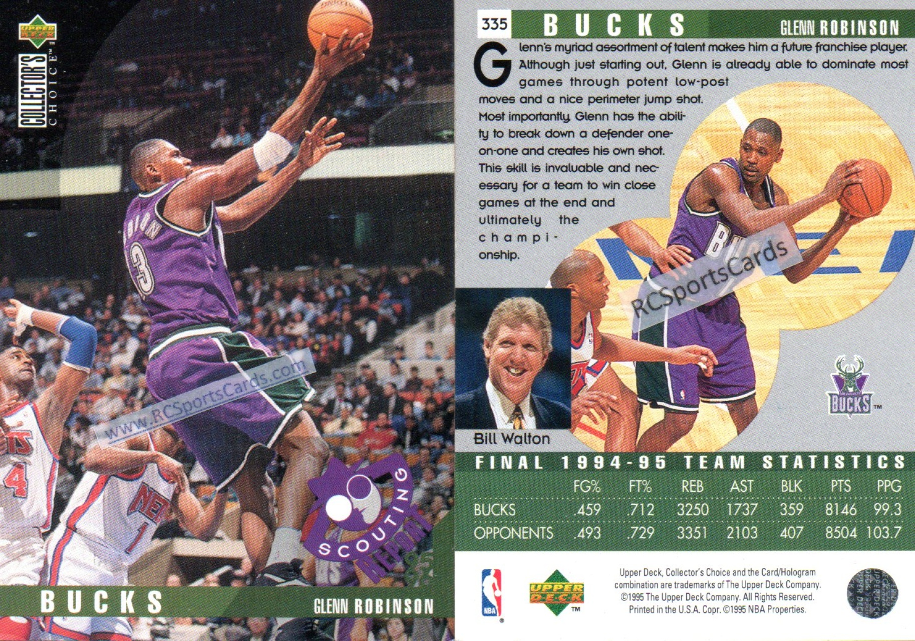  1994 Upper Deck # 193 Draft Analysis Glenn Robinson Milwaukee  Bucks (Basketball Card) NM/MT Bucks Purdue : Collectibles & Fine Art