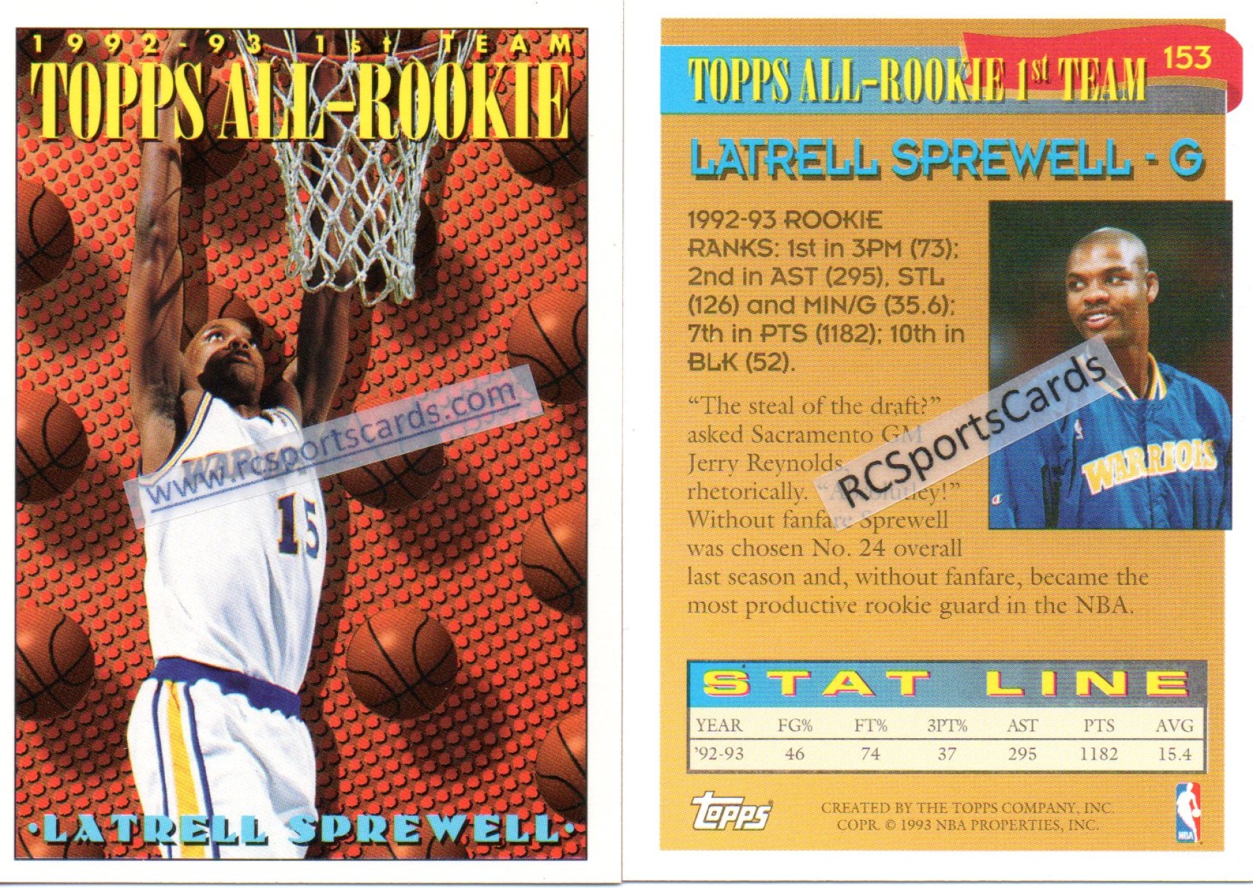Sold at Auction: Golden State Warriors Latrell Sprewell 1992-93 Upper Deck  #386 Basketball Card