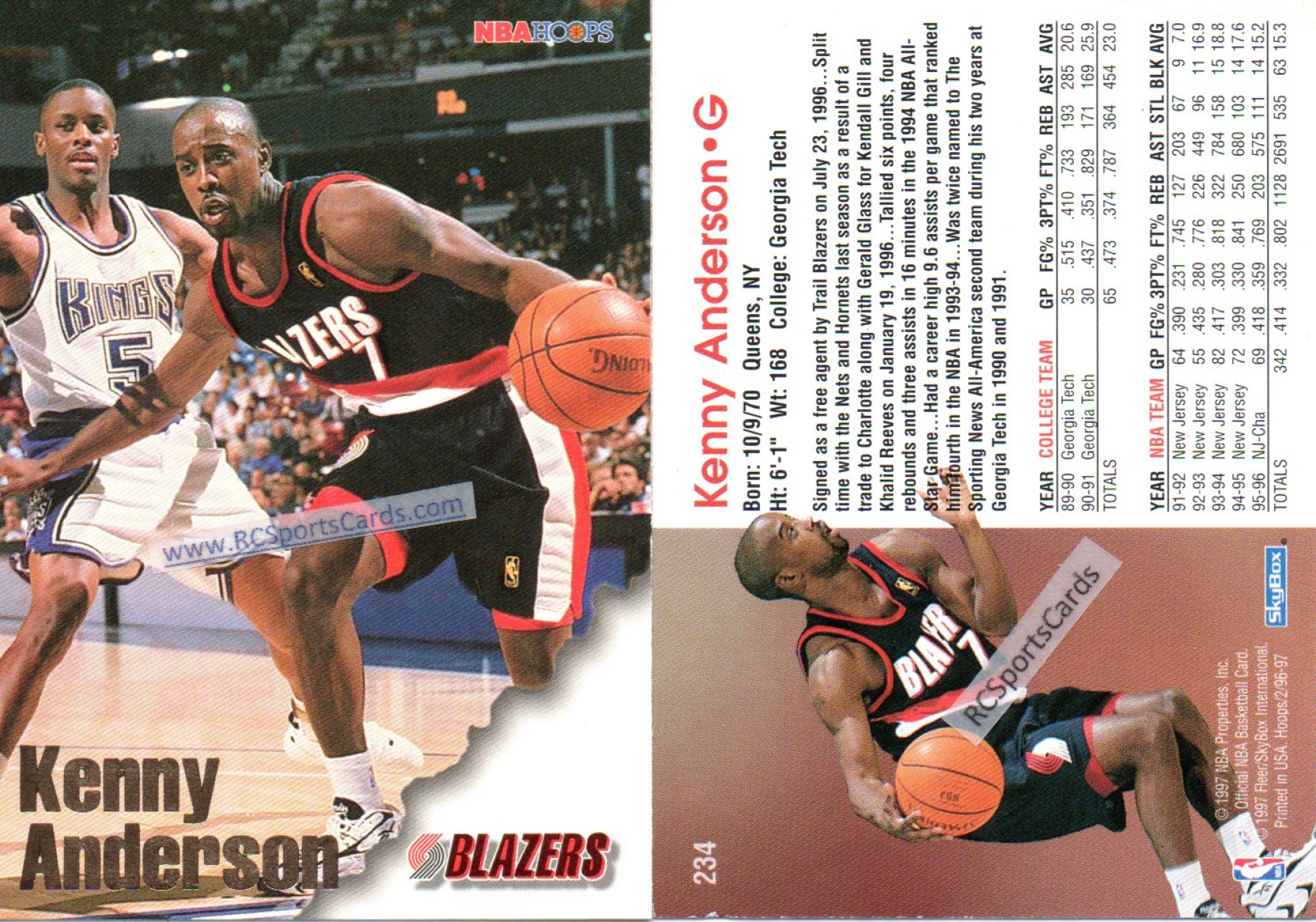 1995-96 NBA Hoops Crunchers Rod Strickland - Portland Trail Blazers