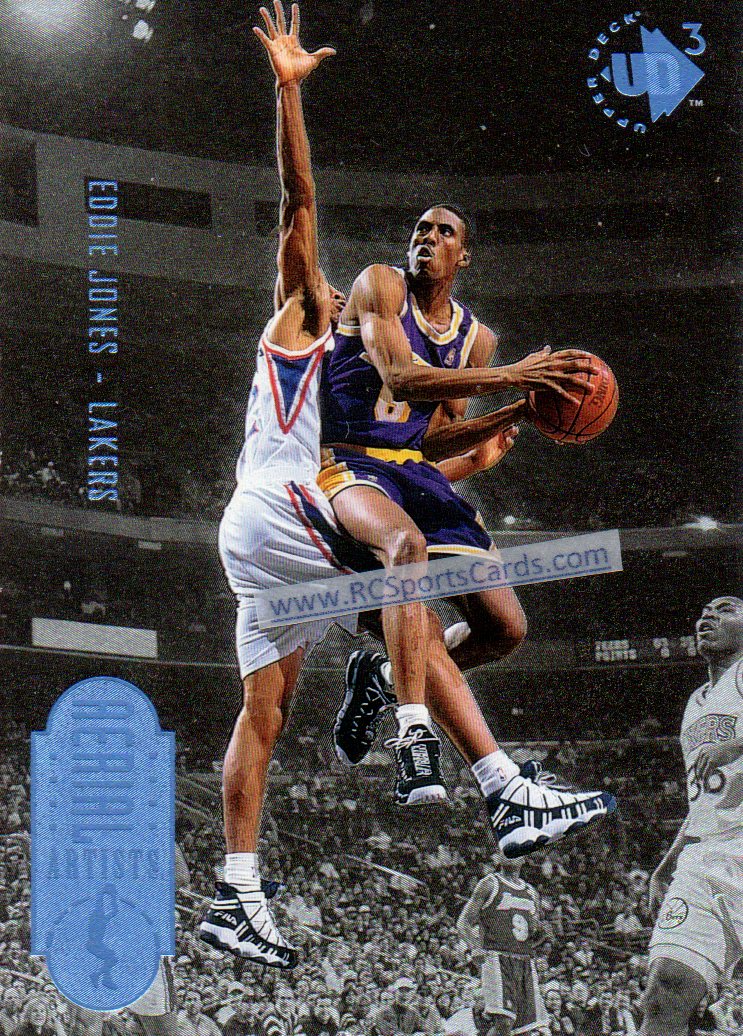 Lot Detail - 1995-1996 Eddie Jones LA Lakers Game-Used Road Jersey