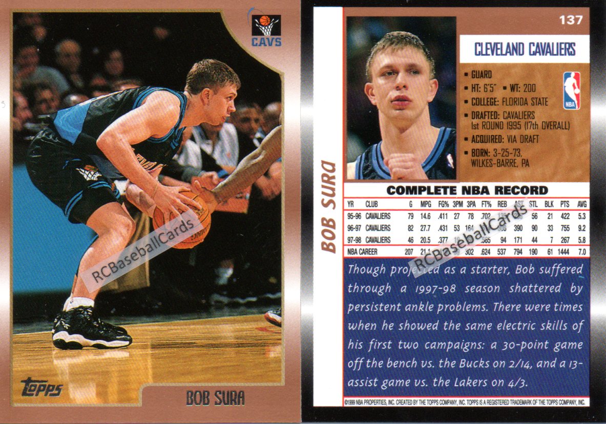 Bob Sura - Cleveland Cavaliers (NBA Basketball Card) 1999-00 Skybox Me –  PictureYourDreams